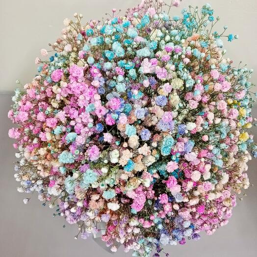 Bouquet of rainbow gypsophila Marshmallow azure