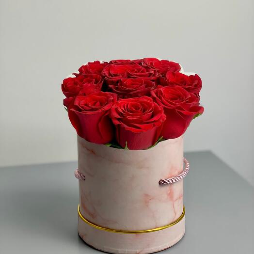 Pink Marble Box (Red Roses)