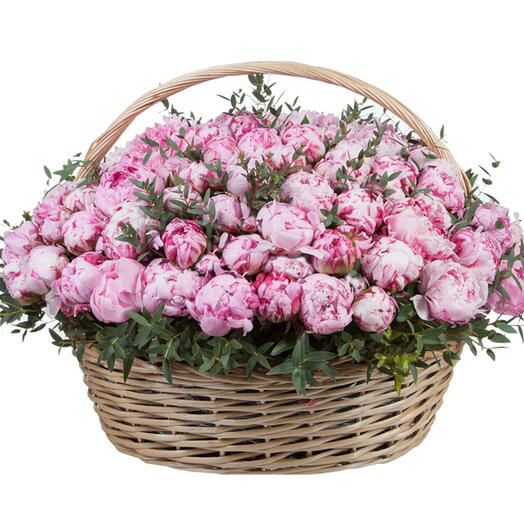 101 Pink Peony Basket