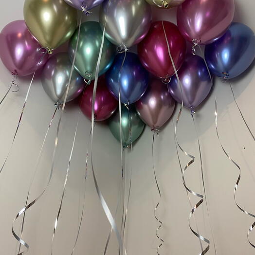 Воздушные шары с гелием хром 15 шт