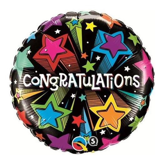 Congratulations! Shooting Stars Foil Balloon