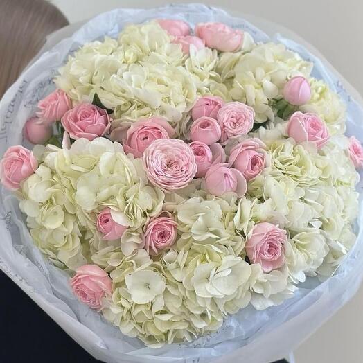 White hydrangeas and roses mix Pre-order 8th of March