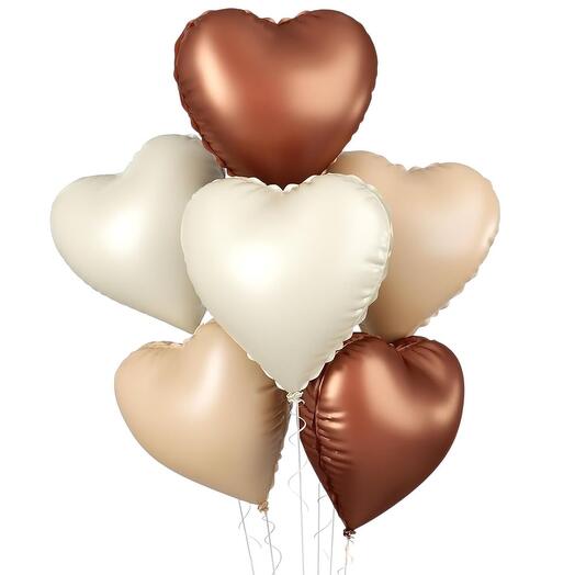 7 hearts baloons ( beige , brown)