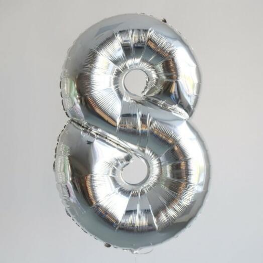 Фольгированый шар серебро , цифры 1,2,3,4,5,6,7,8,9,0
