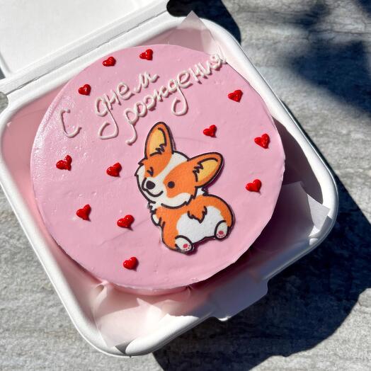 Bento cake "Corgi. Happy birthday"