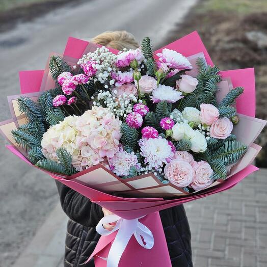 Букет микс с ёлочкой