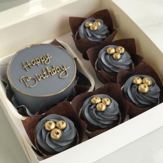 Бенто- торт и капкейки1,1кг  "Happy Birthday "