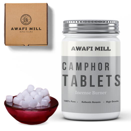 AWAFI MILL Camphor Tablets | Aromatic Camphoratum - Bottle of 100 Gram