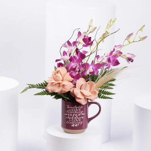 Roses and Orchid Mug for Teacher