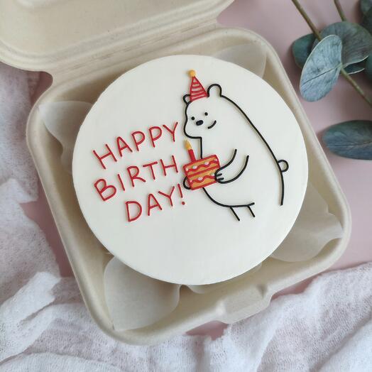 Бенто торт с мишкой happy birthday