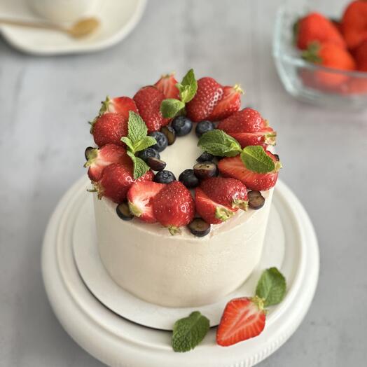 Торт (vegan) «Малина со сливками» для мамы, жены, подруги, на день рождения, в подарок