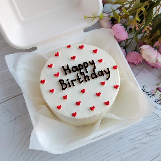 Бенто-торт Happy birthday с сердечками