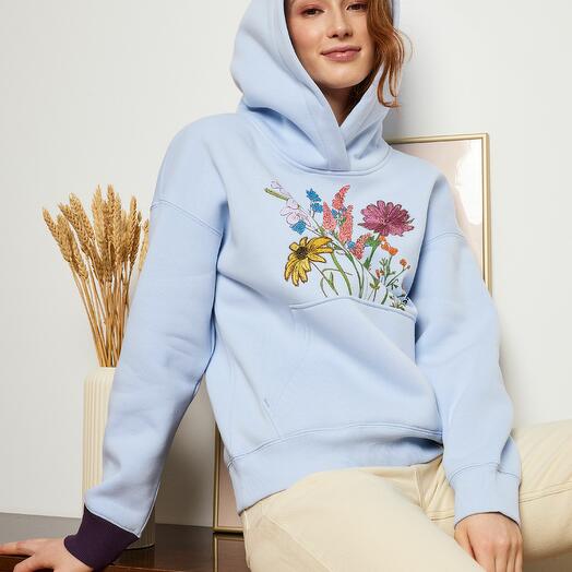 Women's hoodie "Flowers" blue