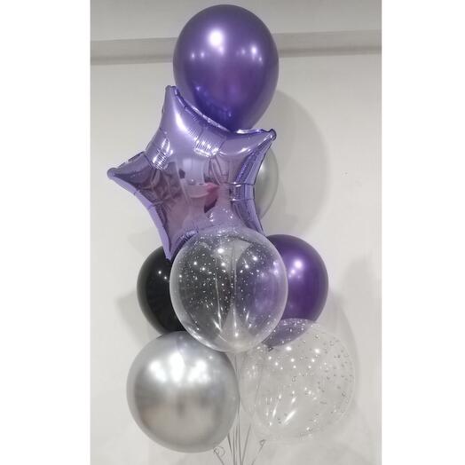 Fountain of 8 helium balloons