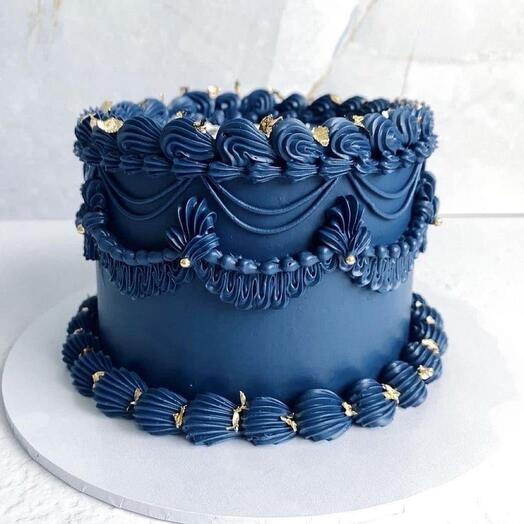 Торт ламбет синий , с сусальным золотом