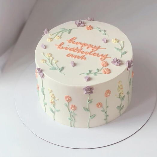 Vintage pastel colour flowers cake design