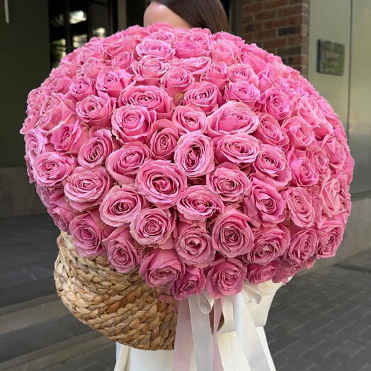 Pink Roses Basket