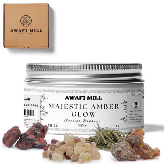 AWAFI MILL Majestic Amber Glow Bakhoor Mix – Specially Crafted Incense for a Calming and Spiritual Aroma - Bottle of 170 Gram