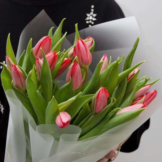 Букет красных тюльпанов, 21 шт., 45 см. Florentika