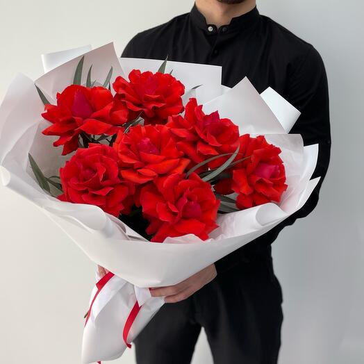 Rosas francesas con eucalipto