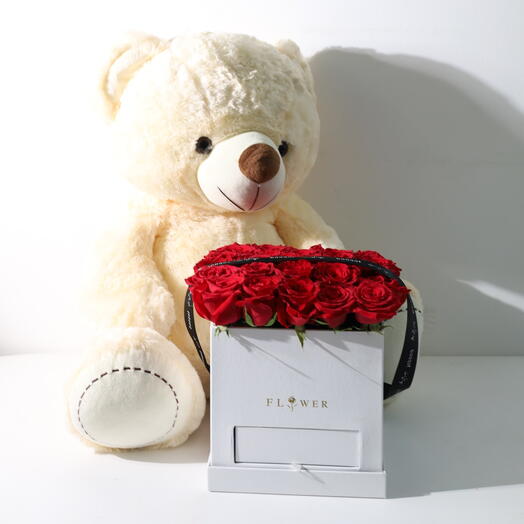 Premium Box Arrangement   Teddy Bear