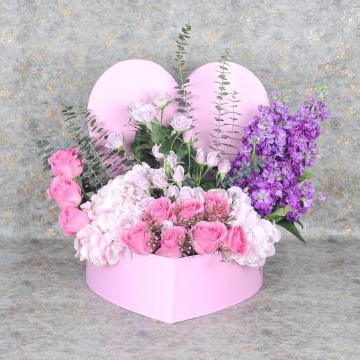 Pastel Heart Flower Box