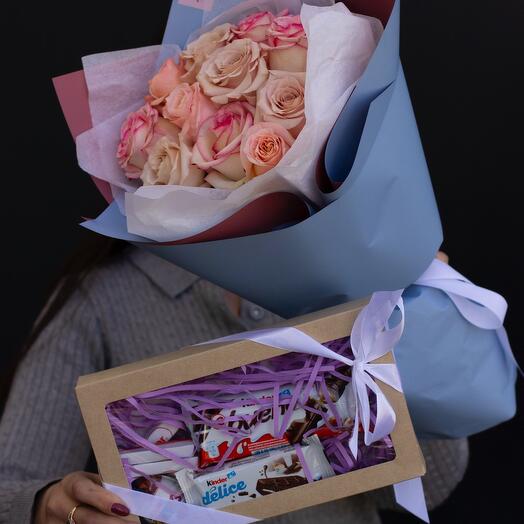 11 роз 40см+ kinder box