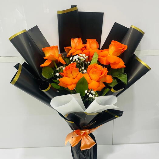 Bouquet Of Orange Roses Standard