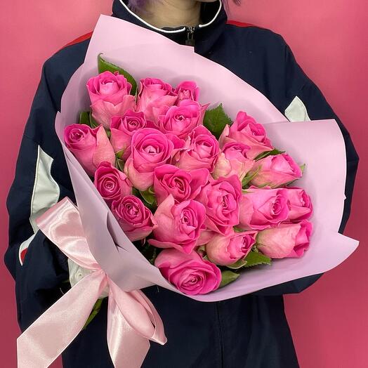 ROSES | Bouquet of 21 Pink Roses Kenya 40cm
