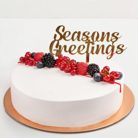 Seasons Greeting Vanilla Berry Cake