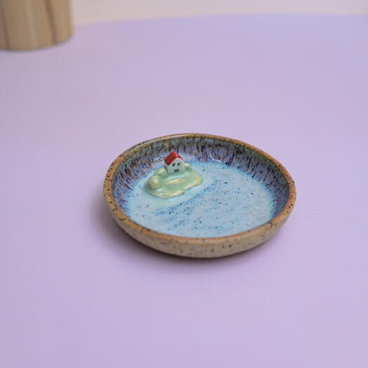 Тарелка керамическая с островком, 11,5 см