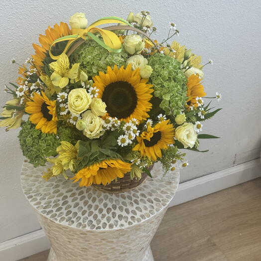 Summer Flowers in Basket