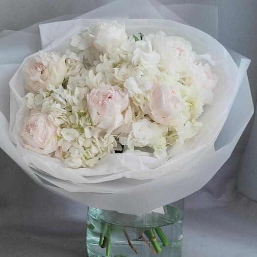 Peonies and hydrangea "My Angel"