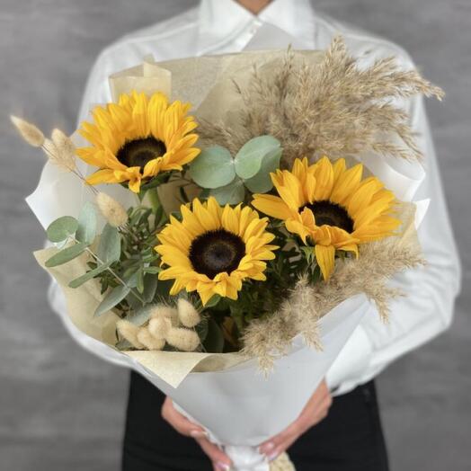 🌷Букет с подсолнухами