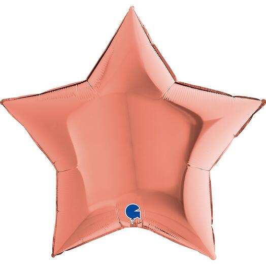 Фольгированная фигура с гелием -  Звезда, розовое золото (81 см)