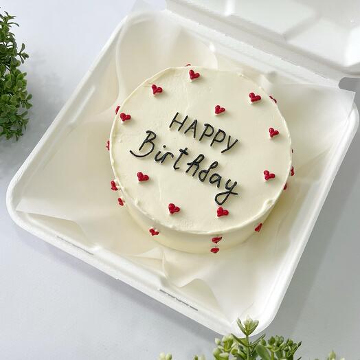 Happy Birthday Bento cake with hearts