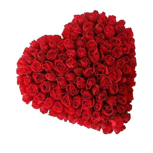 Valentine Red Heart - 75 Red Roses in Heart Box