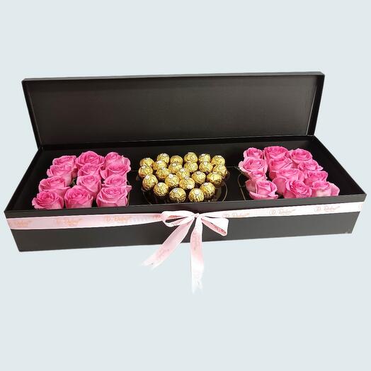 MOM Box-Pink Roses N Chocolate