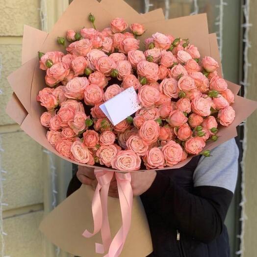 Bouquet of 101 bush peony-shaped rose