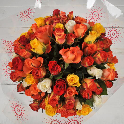 100 Orange   Red Bouquet