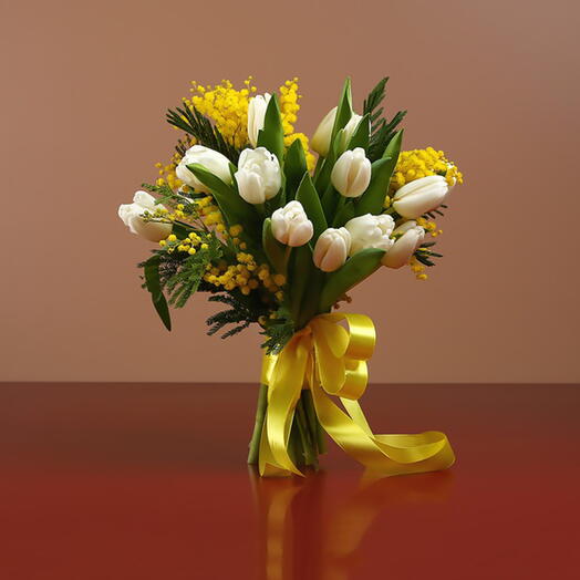 Mimosa With Tulip Bouquet