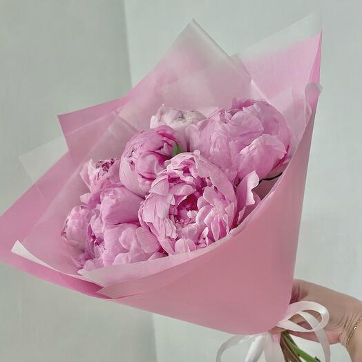 Пионы розовые 7 штук