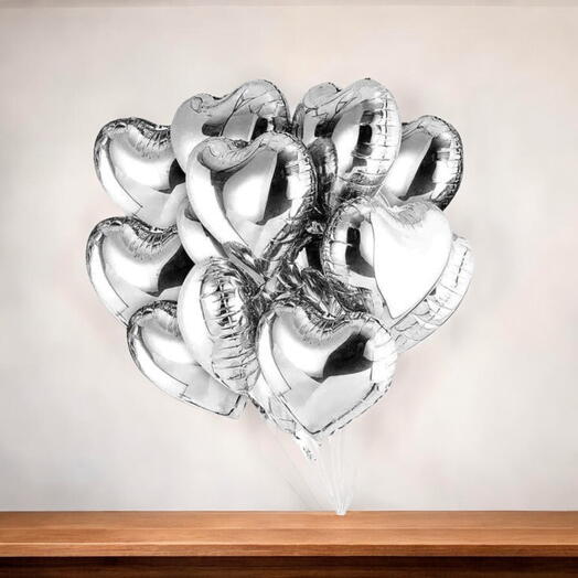 Silver heart balloons