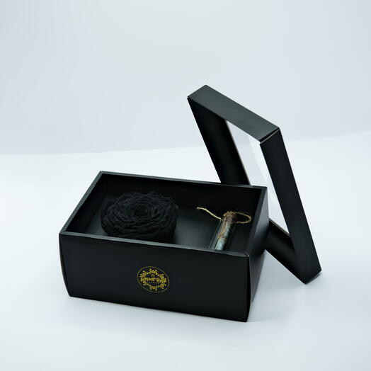 Black Infinity Rose in a Signature Box with a Message Bottle