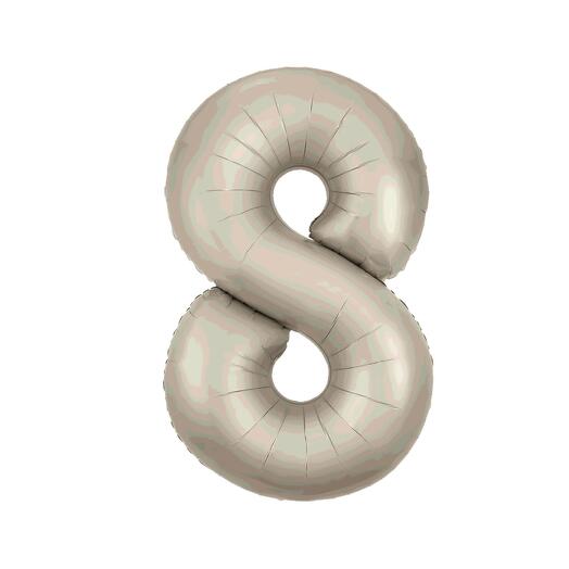 Фольгированный воздушный гелиевый шар цифра 8 крем 102 см (40 дюймов) для украшения праздника и дня рождения