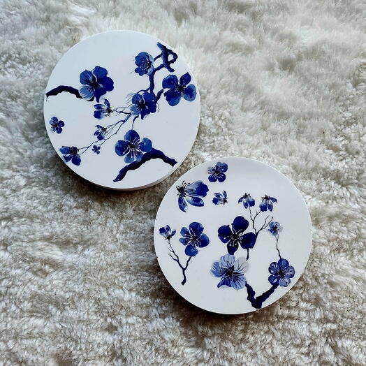 Delft blue Pair of Handmade coasters