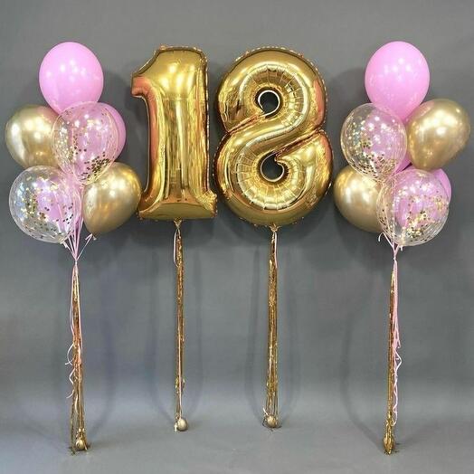 Набор Шаров на 18 лет золото