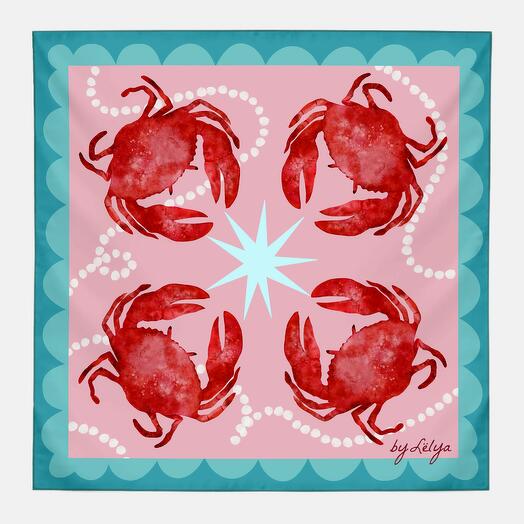 Шелковый платок 70х70 крабы