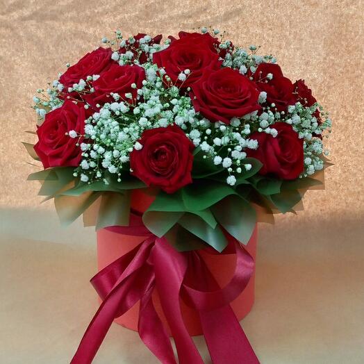 The flowers in the box are red