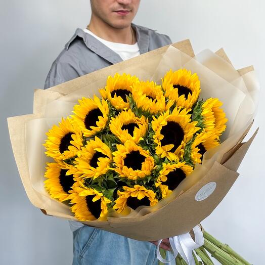 Ramo de girasol brillante en artesanía (talla XL)